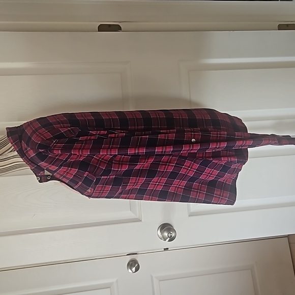 RUSTIC OUTFITERS Women Red Plaid Flanner Western Snap closure Cotton Shirt SizeL - Picture 8 of 14